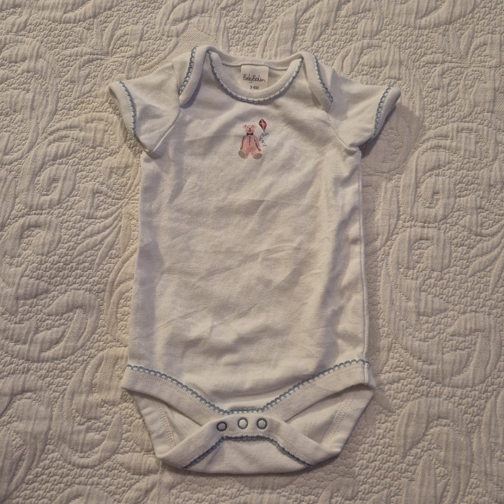 Baby Boden girls 3-6 months bear undershirt bodysuit white VGUC